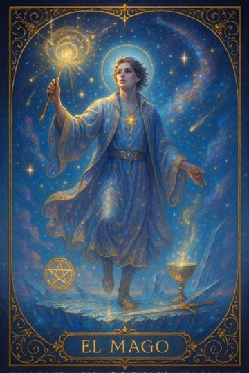 The Magician tarot card shown on MysticMe