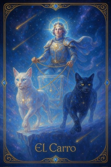 The Chariot tarot card shown on MysticMe